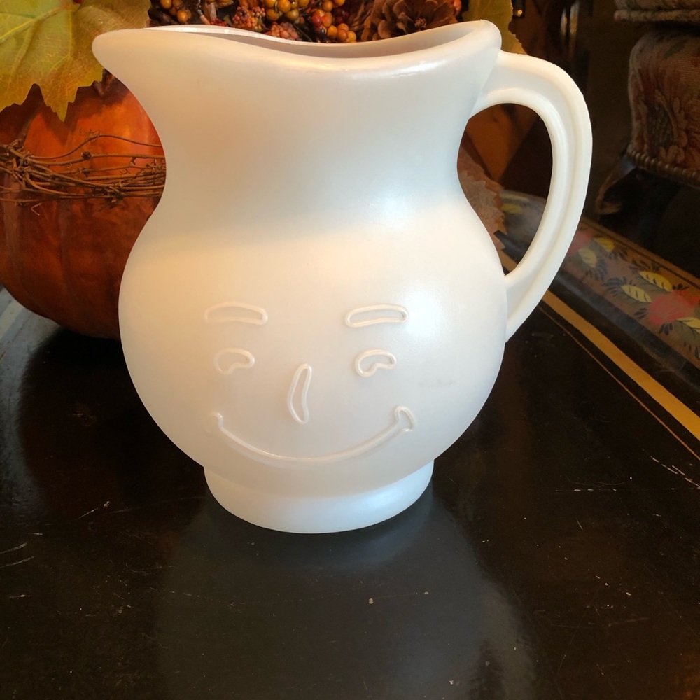 Vintage opaque Kool Aid man plastic pitcher, EUC